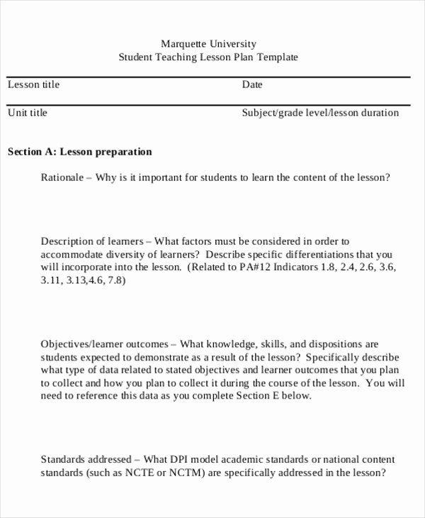 University Lesson Plan Template Awesome 40 Lesson Plan Templates In Pdf