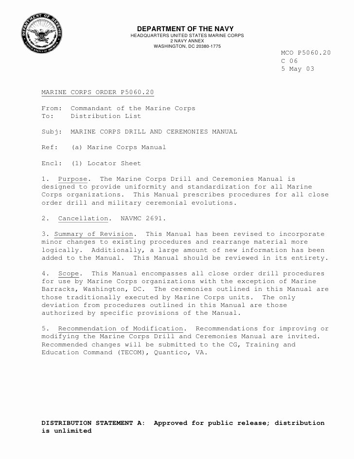 Usmc Letter Of Recommendation Lovely 24 Of Template A Marine Corps order