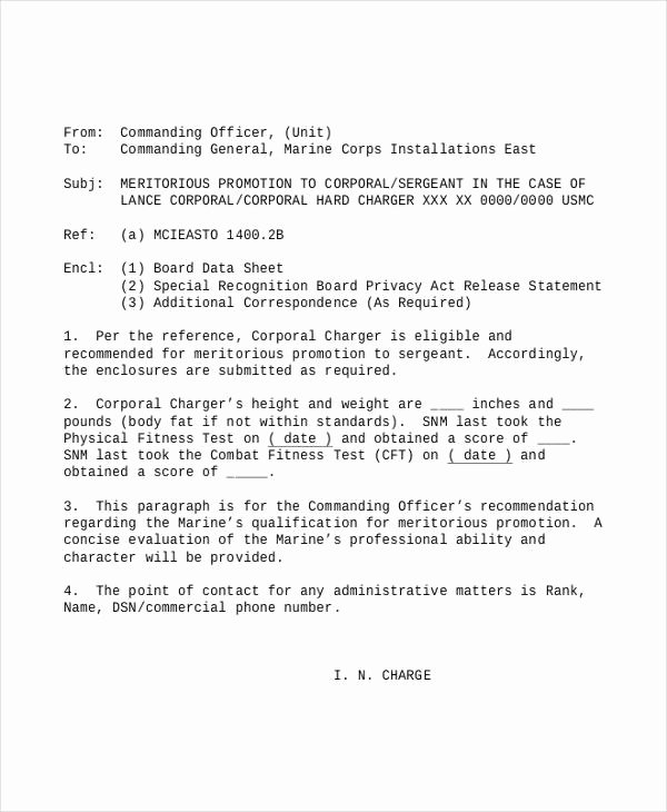 Usmc Letter Of Recommendation New 11 Promotion Re Mendation Letters Free Sample