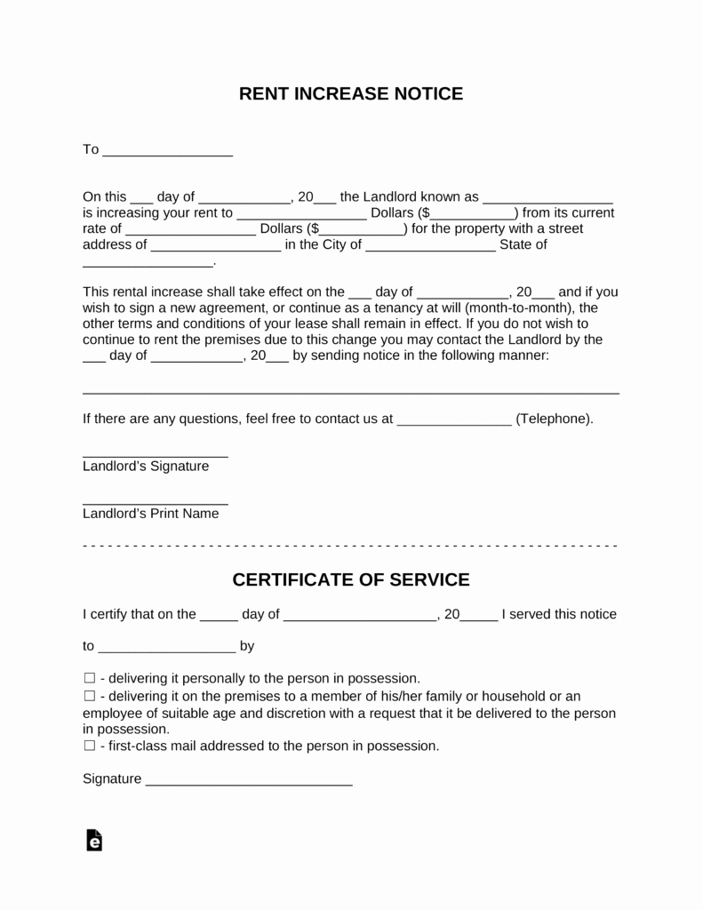 Utility Easement Agreement Template Unique Landlord’s “increasing the Rent” Notice – with Sample