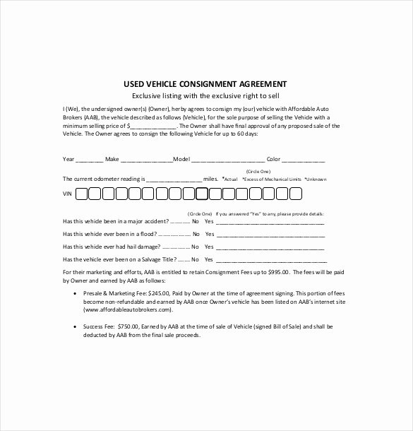 Vehicle Storage Agreement Template Best Of 16 Consignment Agreement Templates Word Pdf Pages