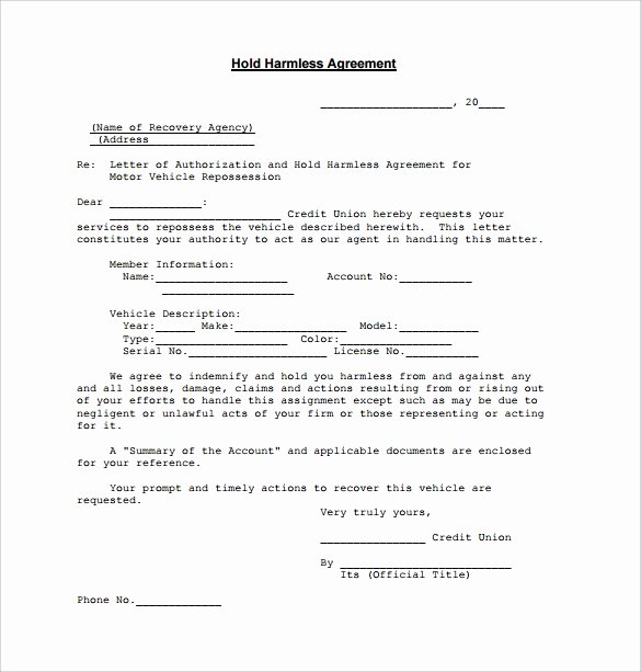 Vehicle Storage Agreement Template Luxury Hold Harmless Agreement 32 Download Documents In Pdf
