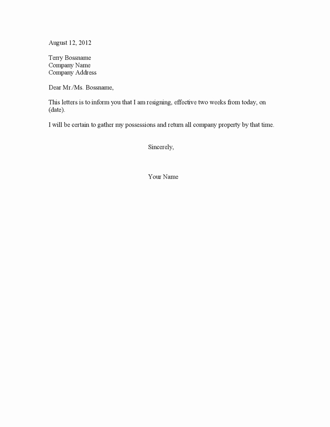 Voluntary Demotion Letter Sample Lovely Basic Two Week Notice Resignation Letter Samples 2016