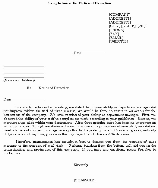 Voluntary Demotion Letter Template Luxury Voluntary Demotion Letter Employee