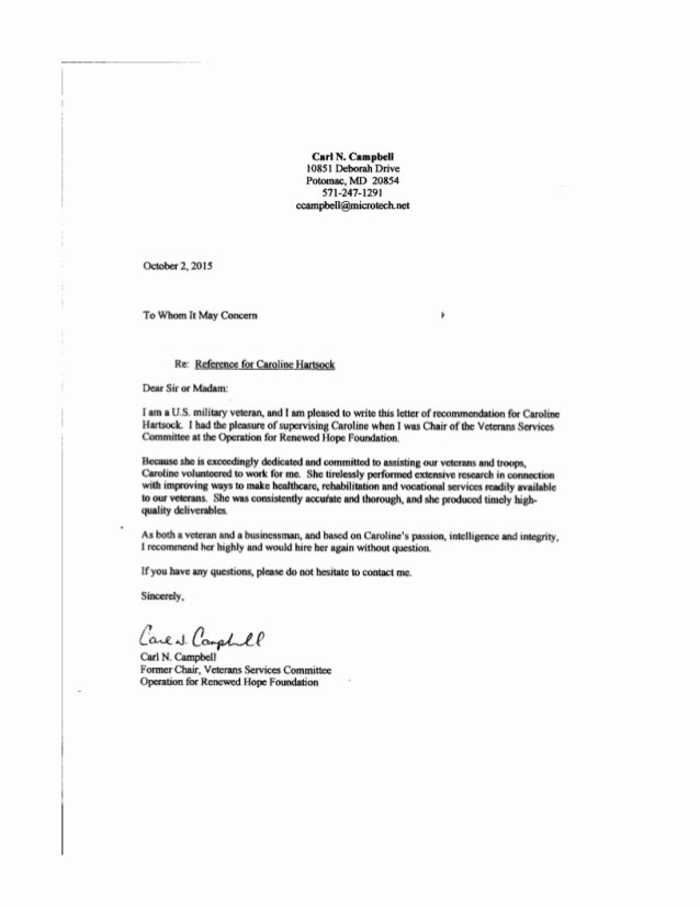 Volunteer Letter Of Recommendation Sample Fresh Letter Of Reference From Supervisor Disabled Veterans