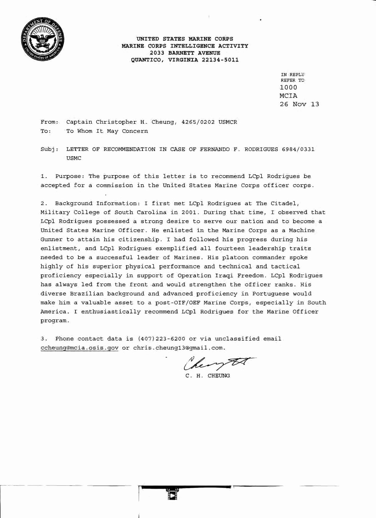 Warrant Officer Letter Of Recommendation New Military Letter Re Mendation Oursearchworld