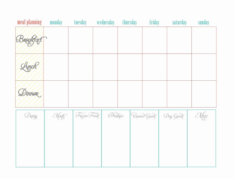 Weekly Food Plan Template Awesome 40 Weekly Meal Planning Templates Template Lab