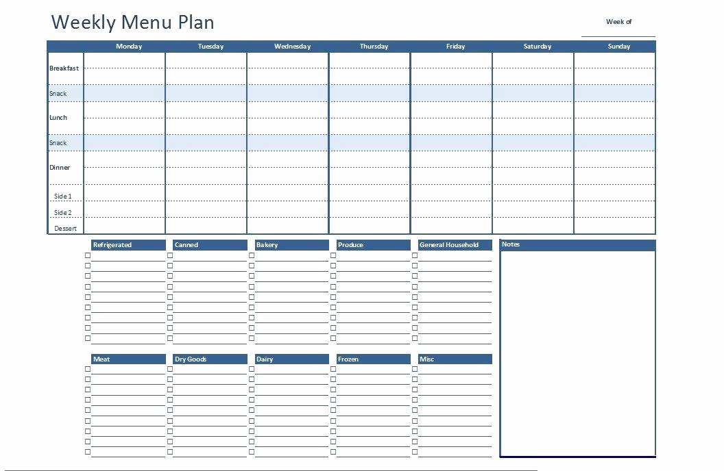 Weekly Food Plan Template Beautiful Free Excel Weekly Menu Plan Template Dowload