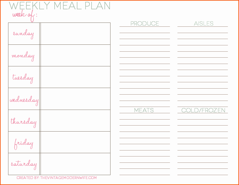 Weekly Food Plan Template Inspirational 8 Weekly Meal Planner Template Bookletemplate