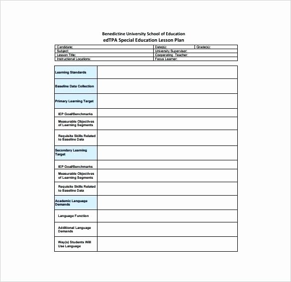 Weekly Lesson Plan Template Doc Elegant Edtpa Lesson Plan Template Word Document