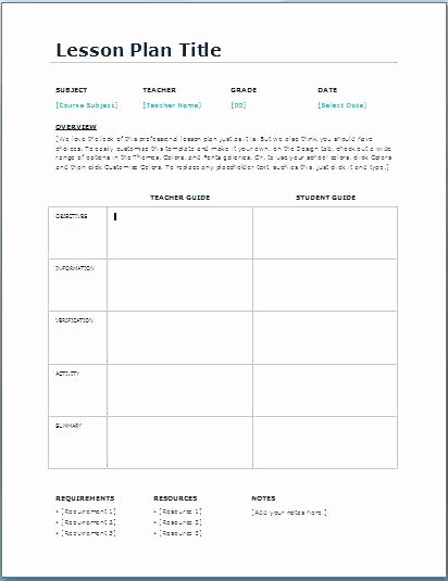 Weekly Lesson Plan Template Doc New Lesson Plan Template for Word Mon Core Lesson Plan