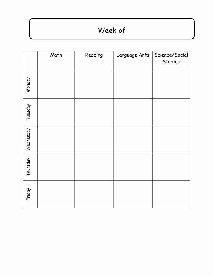 Weekly Lesson Plan Template Elementary Beautiful Elementary School Daily Schedule Template