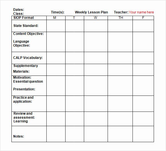 Weekly Lesson Plan Template Pdf Best Of 8 Weekly Lesson Plan Samples