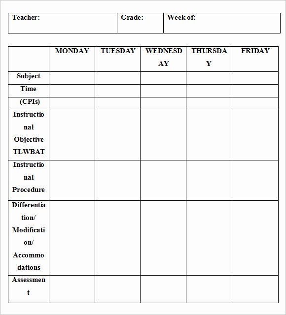 Weekly Lesson Plan Template Pdf Fresh 8 Weekly Lesson Plan Samples
