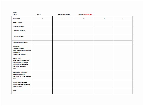 Weekly Lesson Plan Template Word Best Of Teacher Lesson Plan Template 8 Free Sample Example