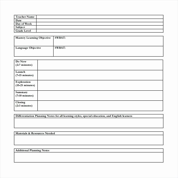 Weekly Lesson Plan Template Word Fresh Free Lesson Plan Templates for English Teachers