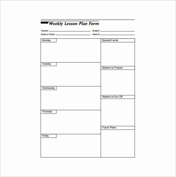 Weekly Lesson Plan Template Word New Weekly Lesson Plan Template Wevo