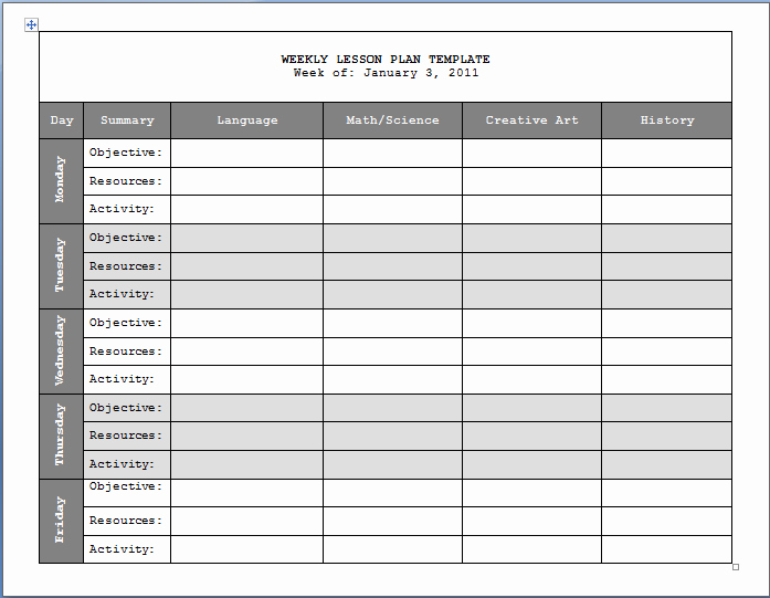 Weekly Lesson Plan Template Word New Weekly Lesson Plan Templates 2 Free Templates Word