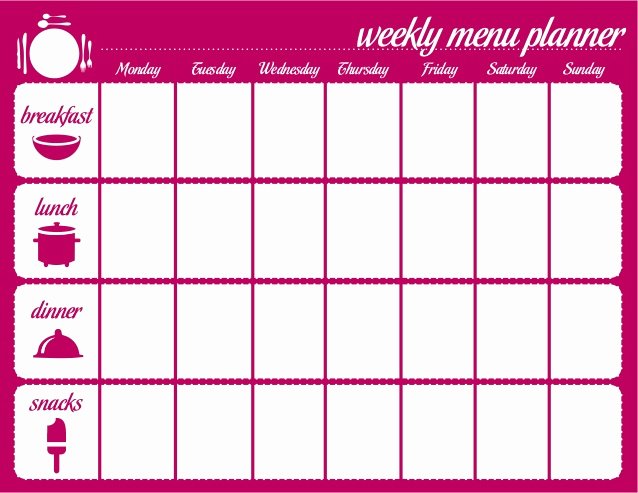 Weekly Meal Plan Template Inspirational Weekly Menu Template