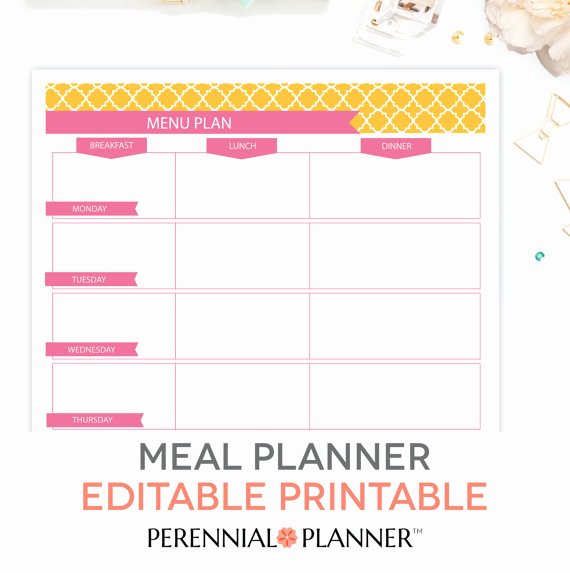 Weekly Meal Plan Template Luxury Menu Plan Weekly Meal Planning Template Printable Editable