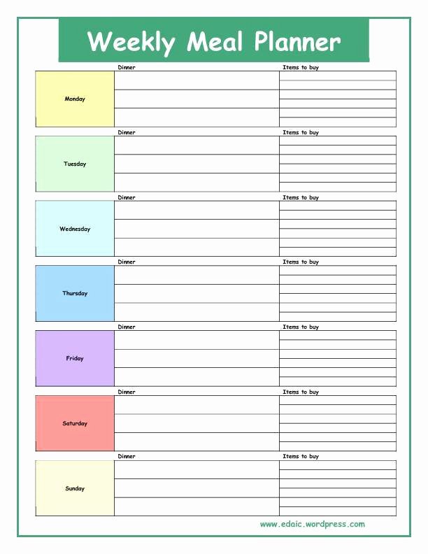 Weekly Meal Plan Template Word Lovely Meal Plans