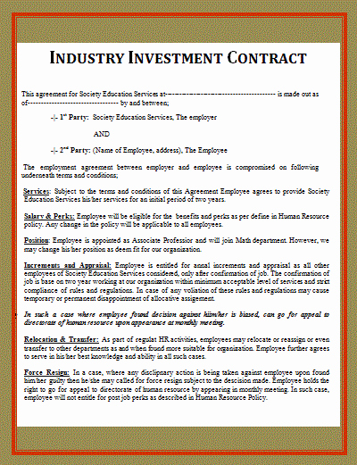 Well Share Agreement Lovely Project Investment Contract Template