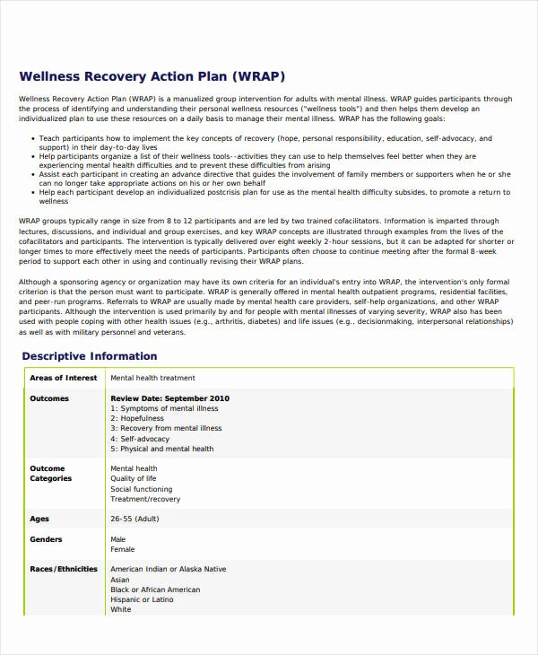 Wellness Recovery Action Plan Template Awesome 10 Wellness Recovery Action Plan Templates Pdf