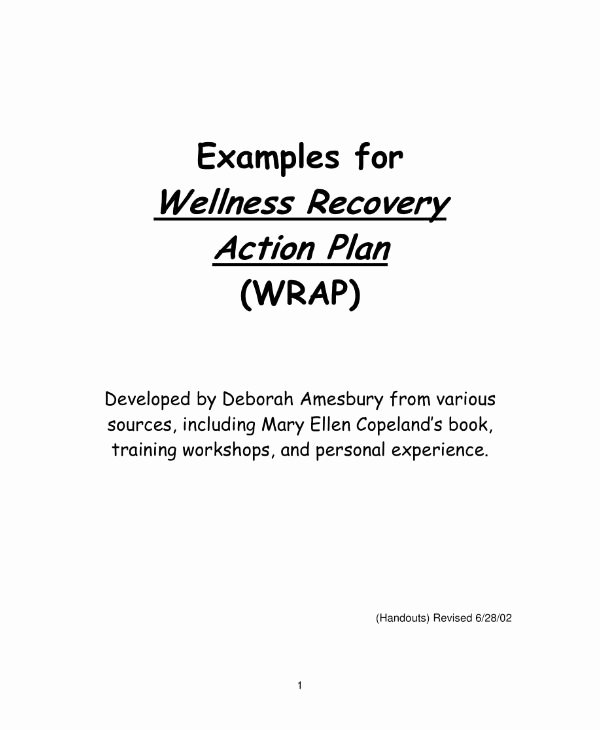 Wellness Recovery Action Plan Template Beautiful 10 Wellness Recovery Action Plan Templates Pdf