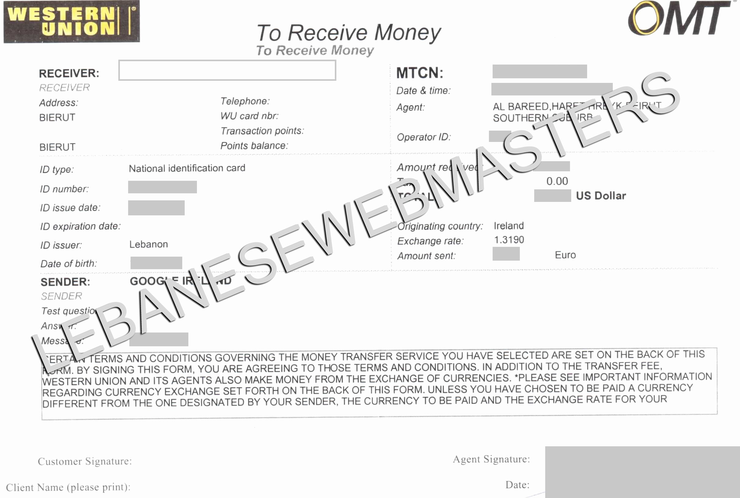 35 Western Union Receipt Sample Hamiltonplastering