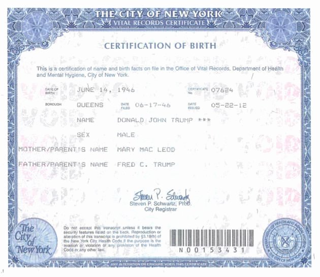 What Does A California Birth Certificate Look Like Lovely Donald Trump Releases Birth Certificate Demands $5