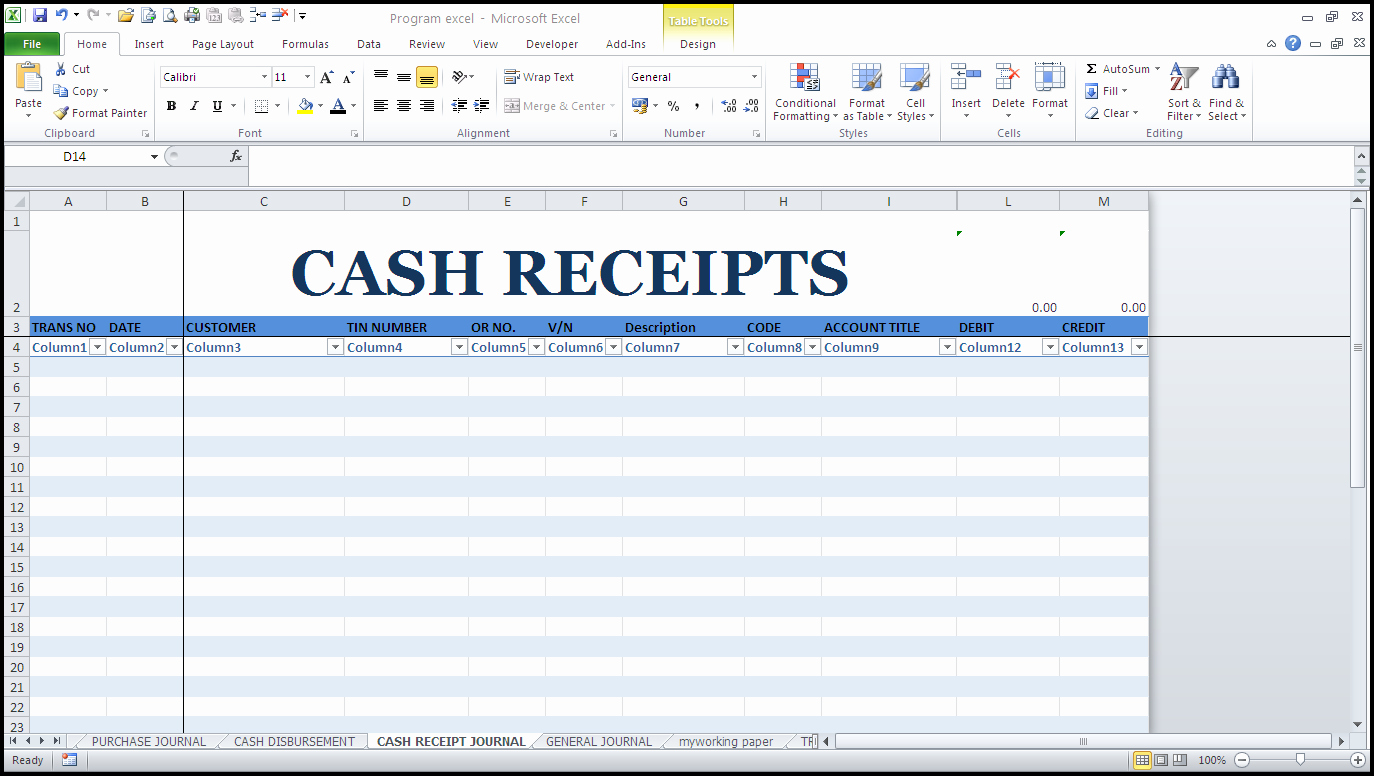 What is A Cash Receipt Beautiful Bookkeeping Kit Ms Excel