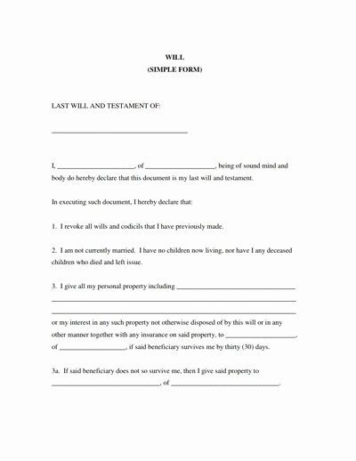 Will Template Free Download Elegant Last Will and Testament form Free Download Create Edit