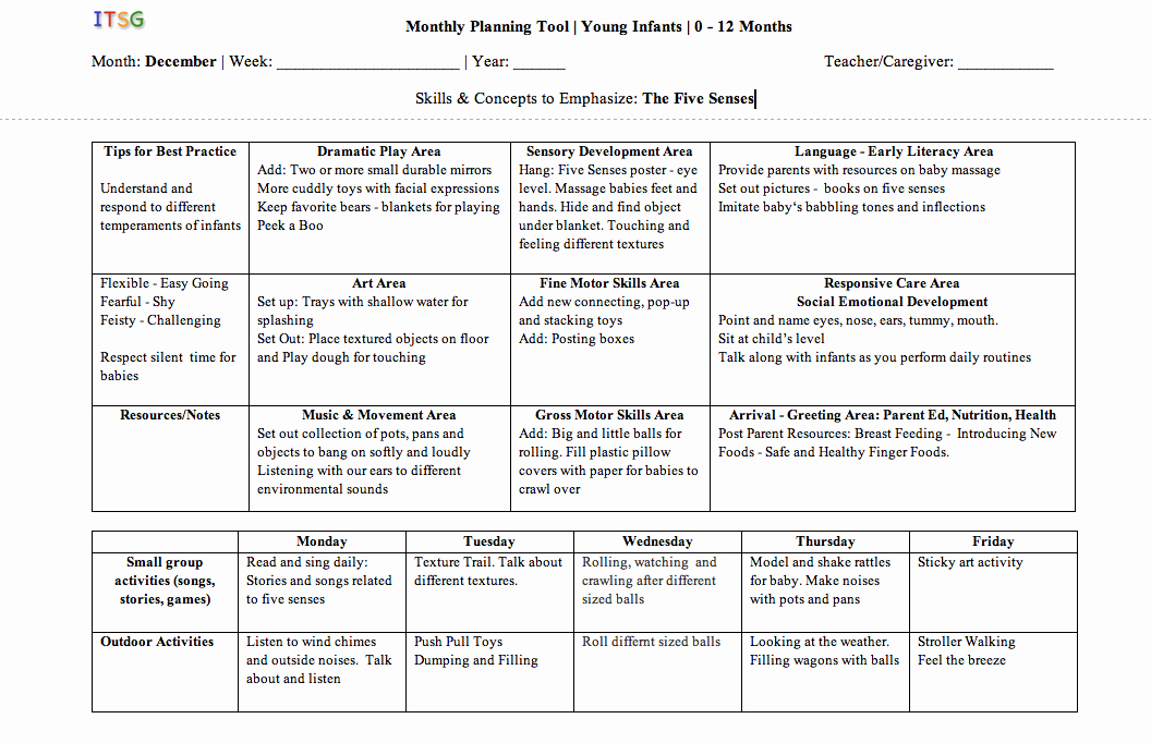 Lesson Plans For Infants 12 18 Months