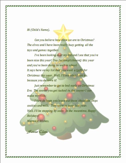 Word Christmas Letter Template Elegant Printable Letter From Santa