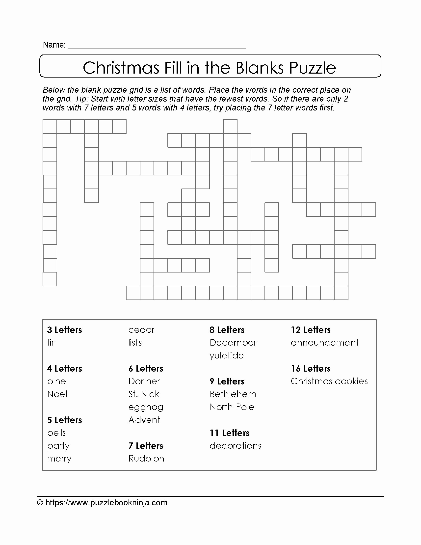 Word Fill In Printable Beautiful Christmas Printable Puzzle Free Fill In the Blanks