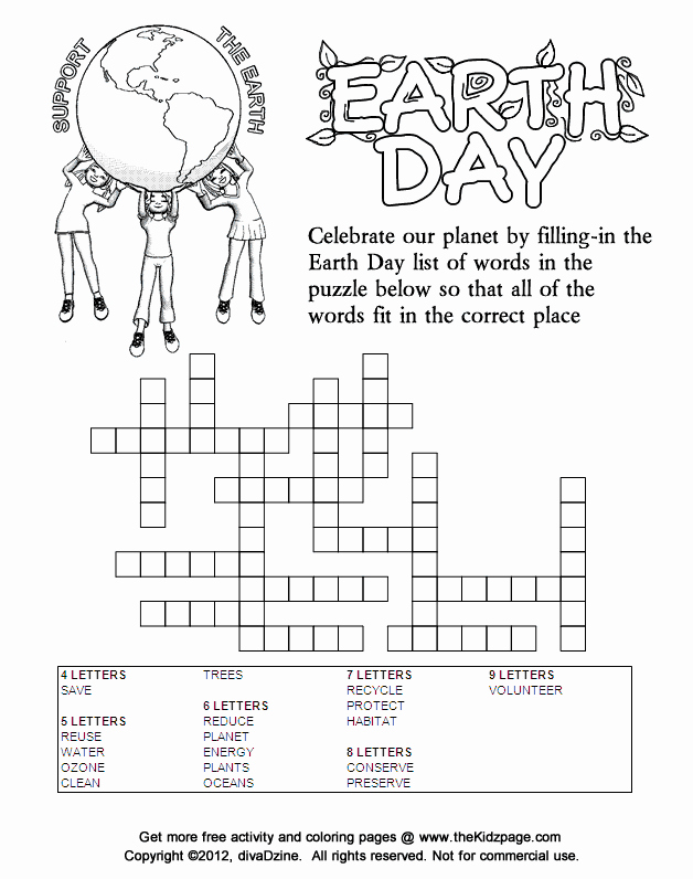 Word Fill In Printable Inspirational Support the Earth Earth Day Fill In Puzzle Free