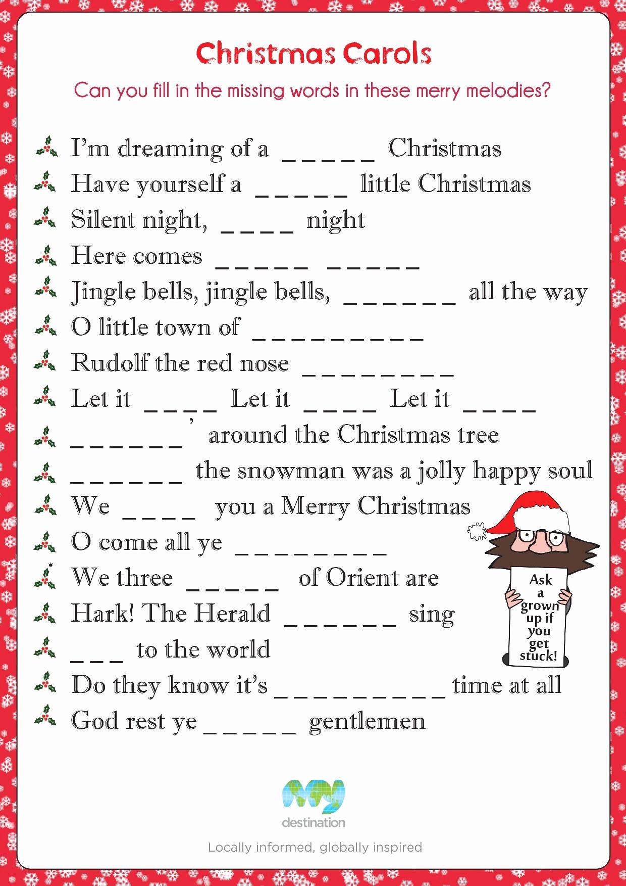 Word Fill In Printable Luxury Christmas Carol Fill In the Blanks Download This Puzzle