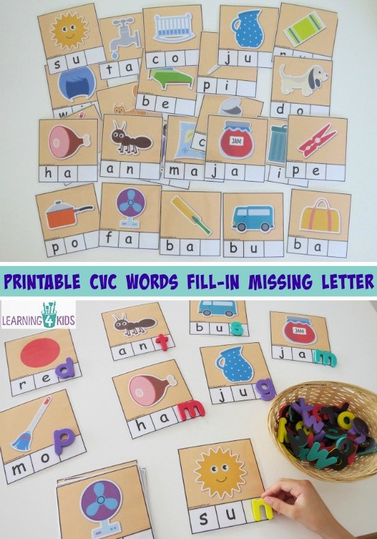 Word Fill In Printable New Printable Cvc Words Bundle Activity Pack