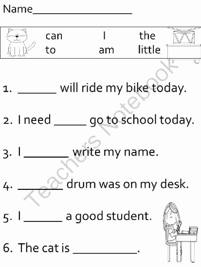 Word Fill In Printable Unique 19 Best Of Kindergarten Sentence Worksheets Fill In
