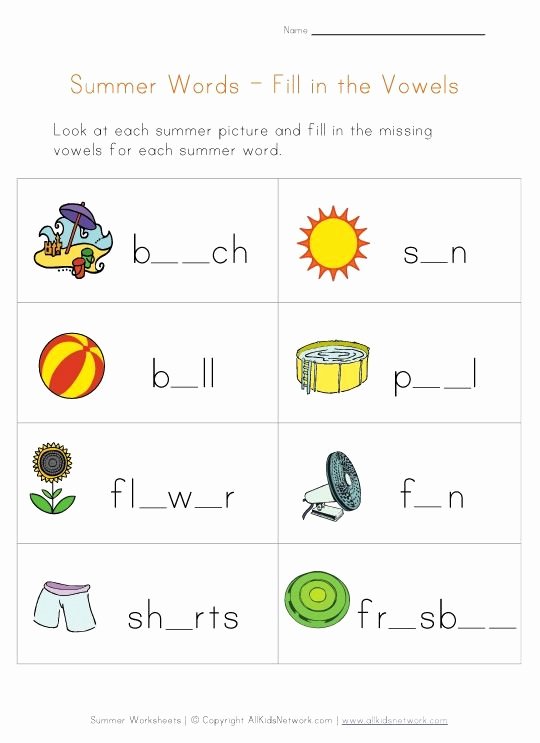 Word Fill In Printable Unique Fill In the Vowels