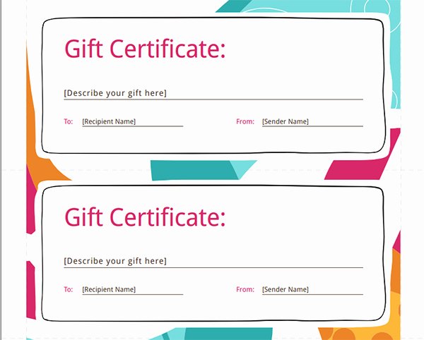 Wording for Gift Certificates New Printable Gift Certificate Templates