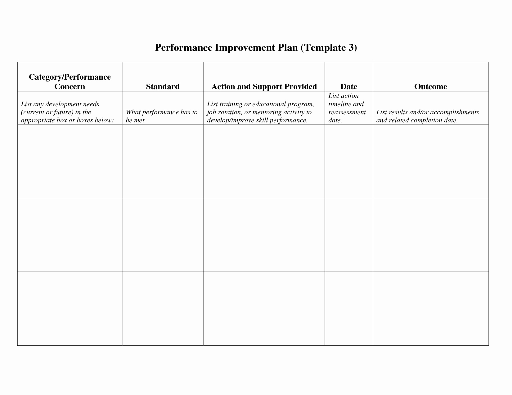 excellent employee work plan template ms word