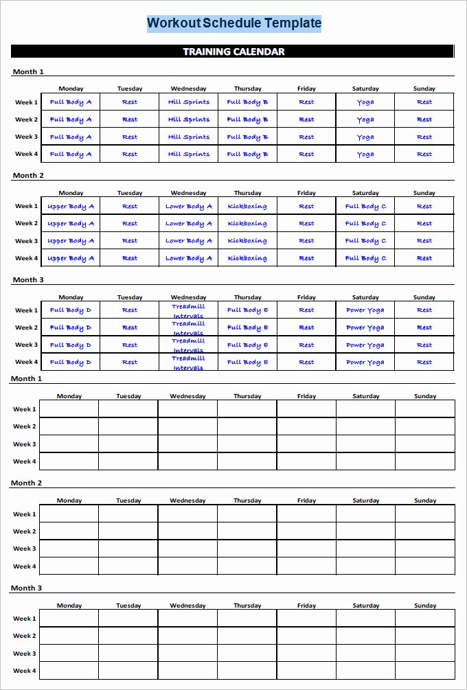 Workout Plan Template Excel Beautiful Workout Calendar Template Excel