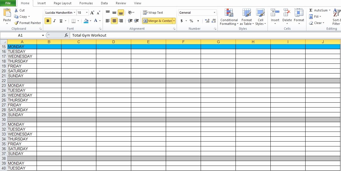 Workout Plan Template Excel Fresh Gym Workout Plan Spreadsheet for Excel Excel Tmp