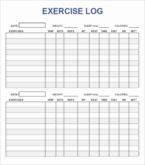 Workout Plan Template Pdf Beautiful Exercise Log Template 8 Free Pdf Doc Download