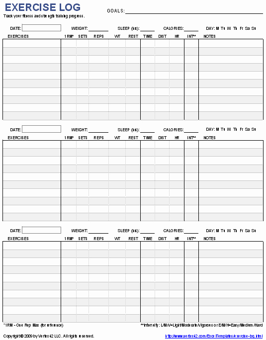 Workout Plan Template Pdf Best Of Free Printable Exercise Log and Blank Exercise Log Template