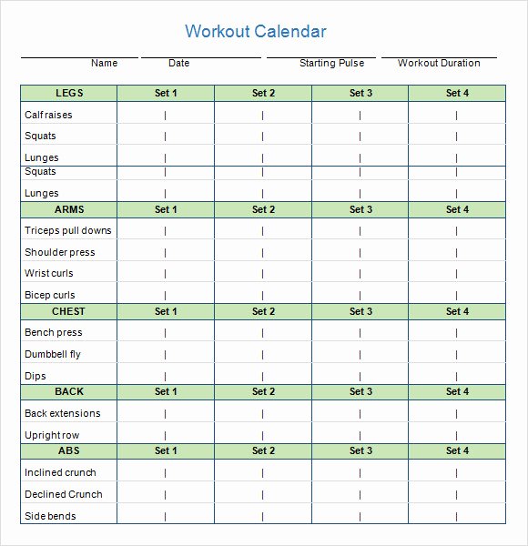Workout Plan Template Word Best Of Workout Calendar Templates 10 Download Documents In Pdf