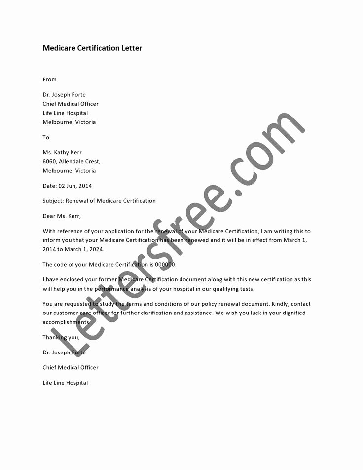 Writing A Certified Letter Lovely Examples Of Medicare Certification Letter In A Well