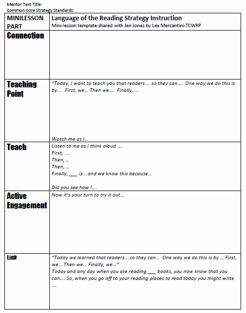 Writing Lesson Plan Template Fresh Download Lea S Editable Workshop Template Here