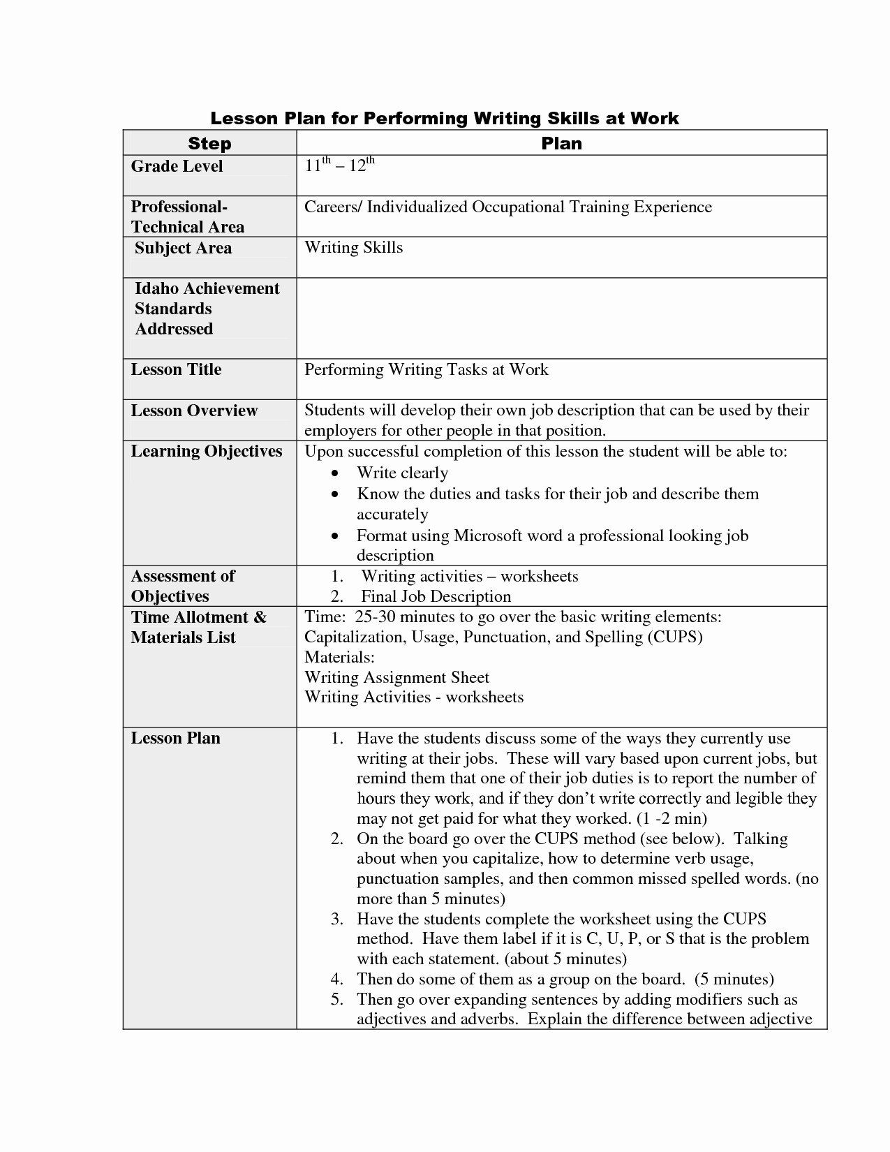 Writing Lesson Plan Template Inspirational Writing Lesson Plans Template &amp; Essay About Psychopath